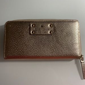 Kate Spade gold zip around wallet